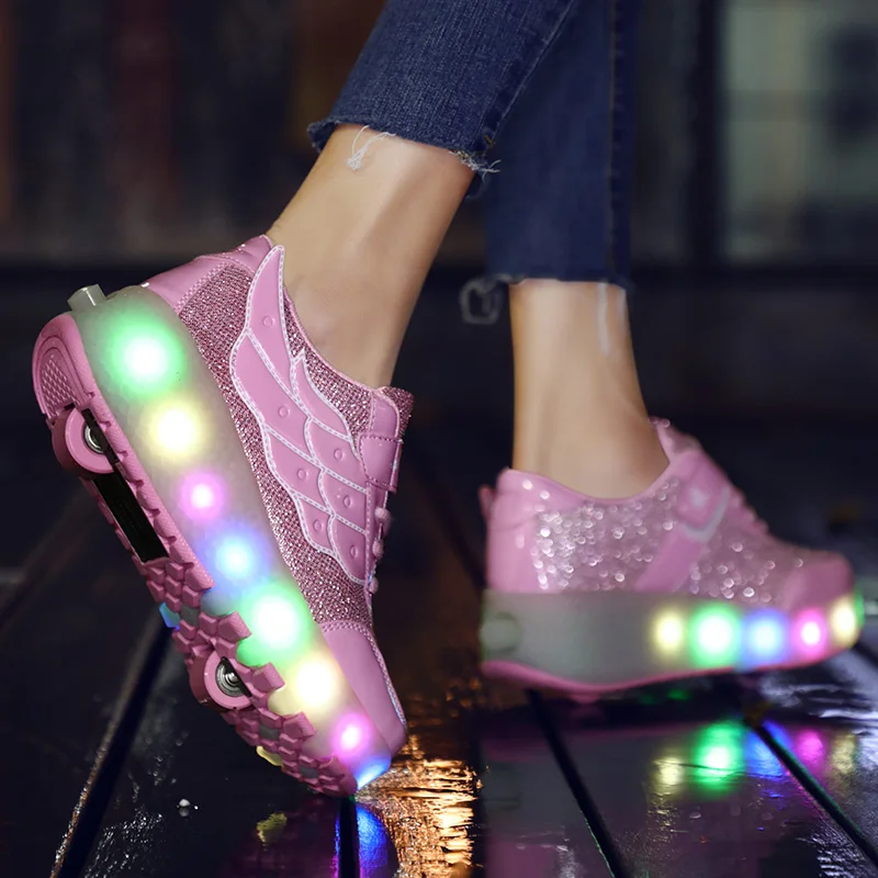 Light-Up 2-Wheel Heelys для детей и подростков: кроссовки на колесиках с затягиванием одной кнопкой
