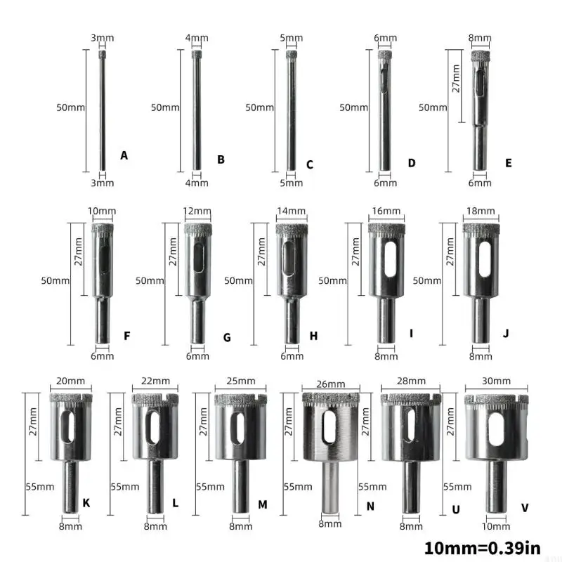 Versatile punta da trapano con diamanti, apri professionale per lavorazione del vetro, lucidatura perline, precisa e