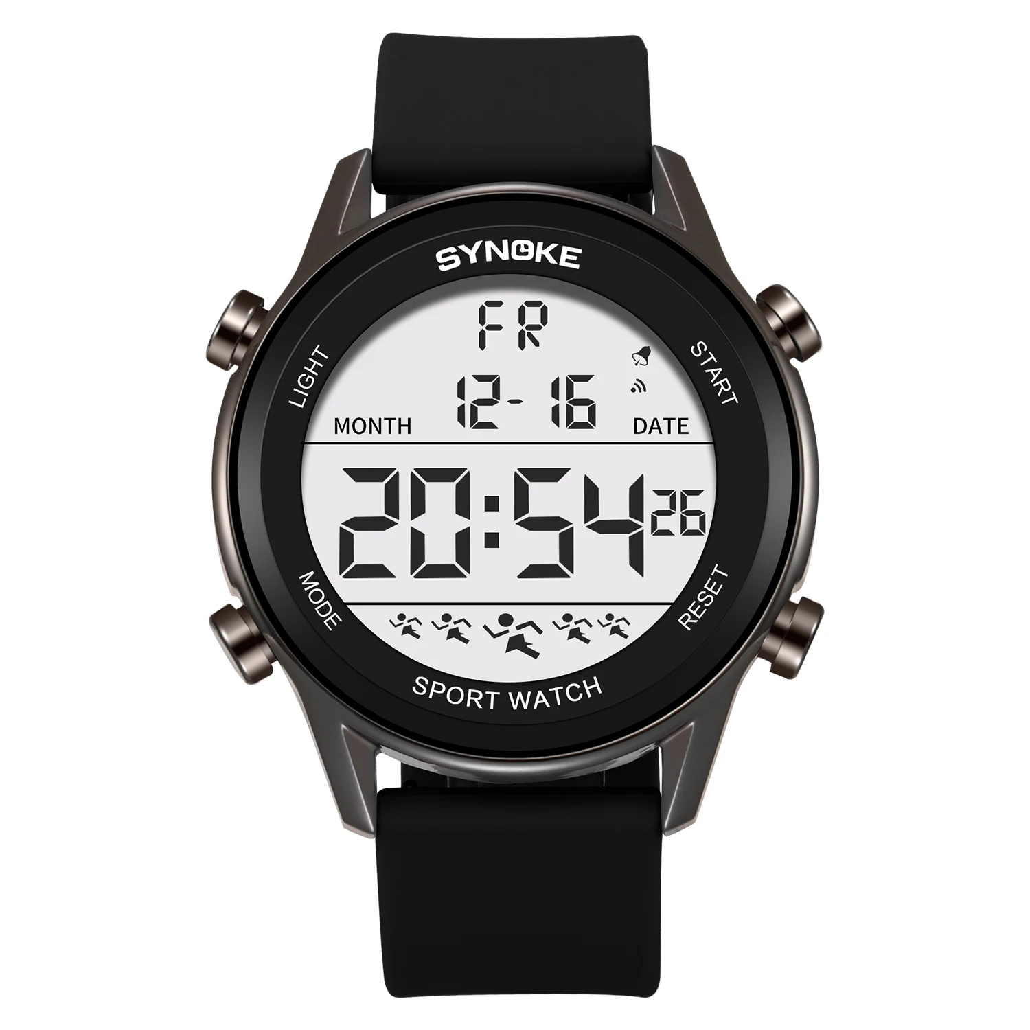 SYNOKE-reloj Digital 9825A para hombre, resistente al agua, con correa de silicona, pantalla grande, actualización de relojes grandes