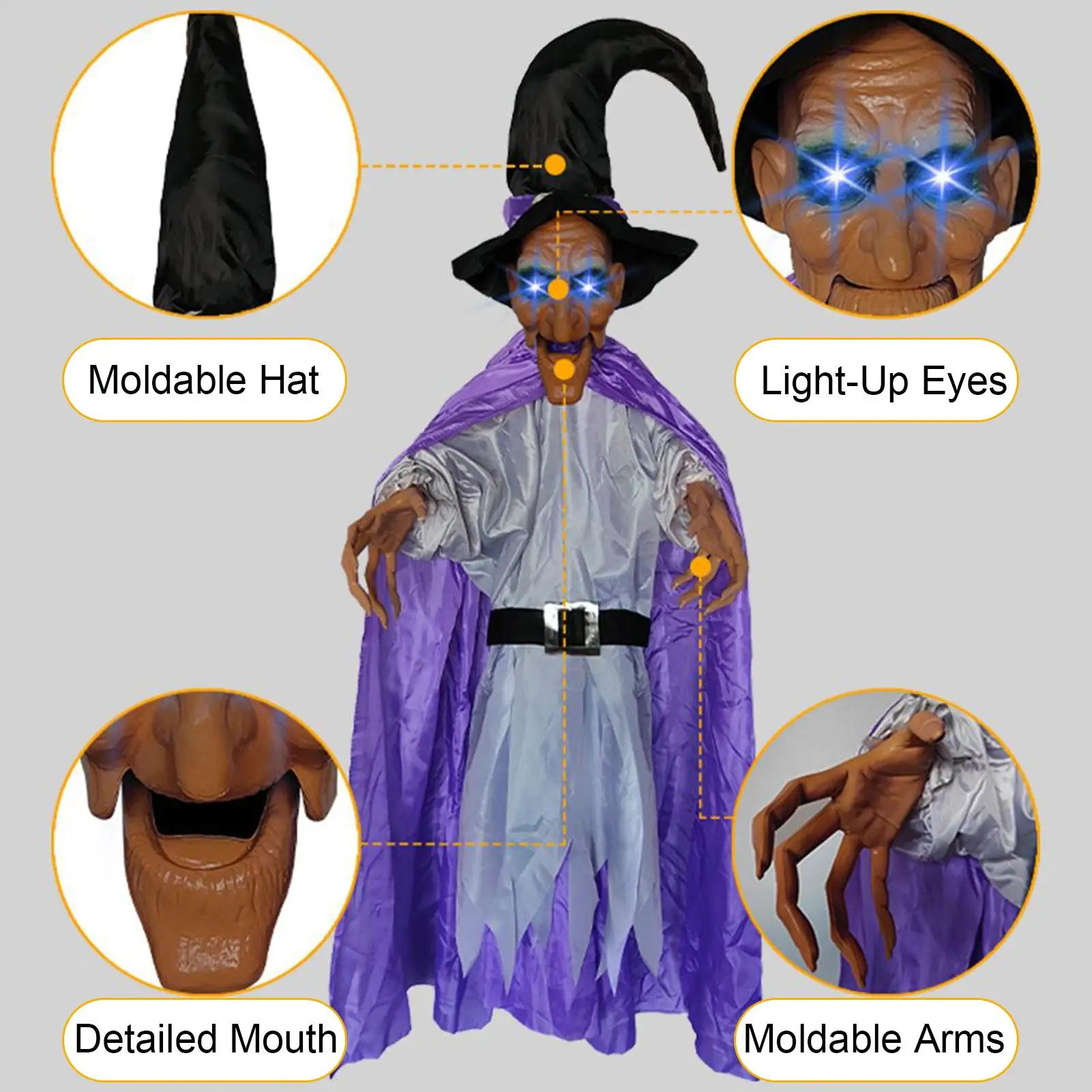 

Halloween Ornaments For Tree Scary Witch Pendant For Halloween Light Emitting Pendant With Spooky Sounds For Home Indoor Outdoor