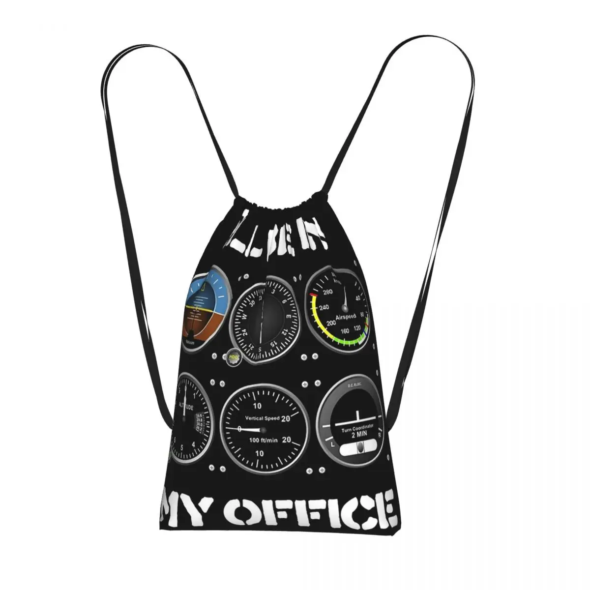 Pilot Captain Flight Instruments Dashboard Backpacks Fashion Drawstring Bundle Pocket Sports Bag Book Bags for Man Woman School