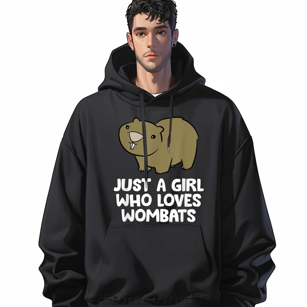 

Australian Wombat Just A Girl Hoodies Retro O Neck Normal Printed Long Sleeve women's Sweatshirt Slogan Coats