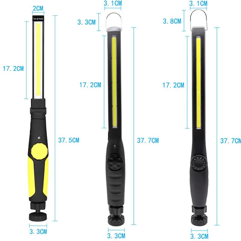 Projecteur d\'Urgence LED COB 2000LM, 18650 USB, Rechargeable, Lampe d\'Inspection de Garage, Lampe de Travail Magnétique, 1Mode, Lanterne de Tente de