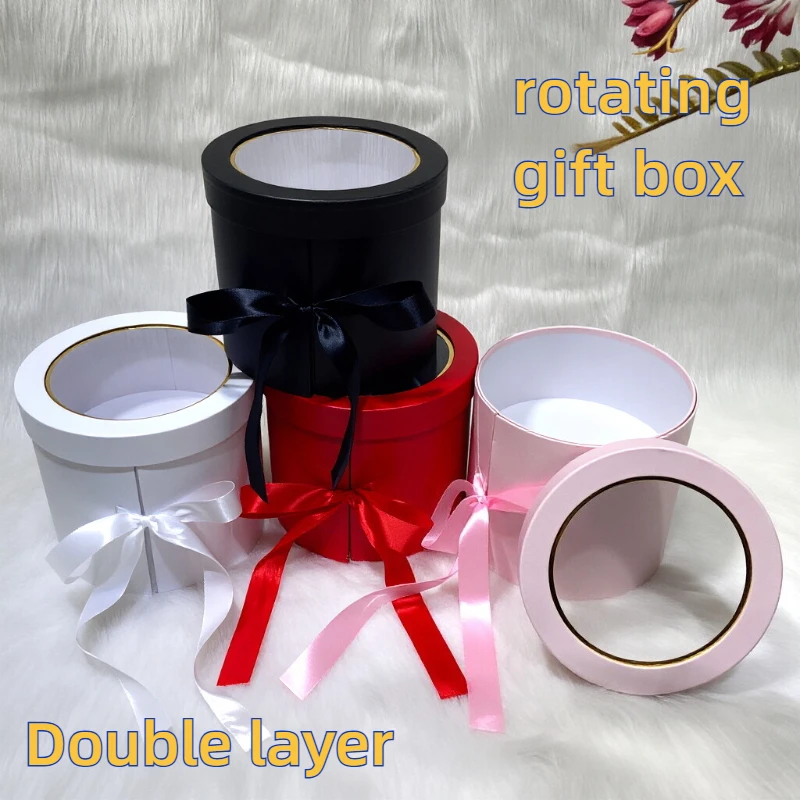 qixi-valentine's-day-flower-gift-box-hugging-bucket-multi-functional-window-opening-round-gift-box-wedding-souvenir-gift-box-new