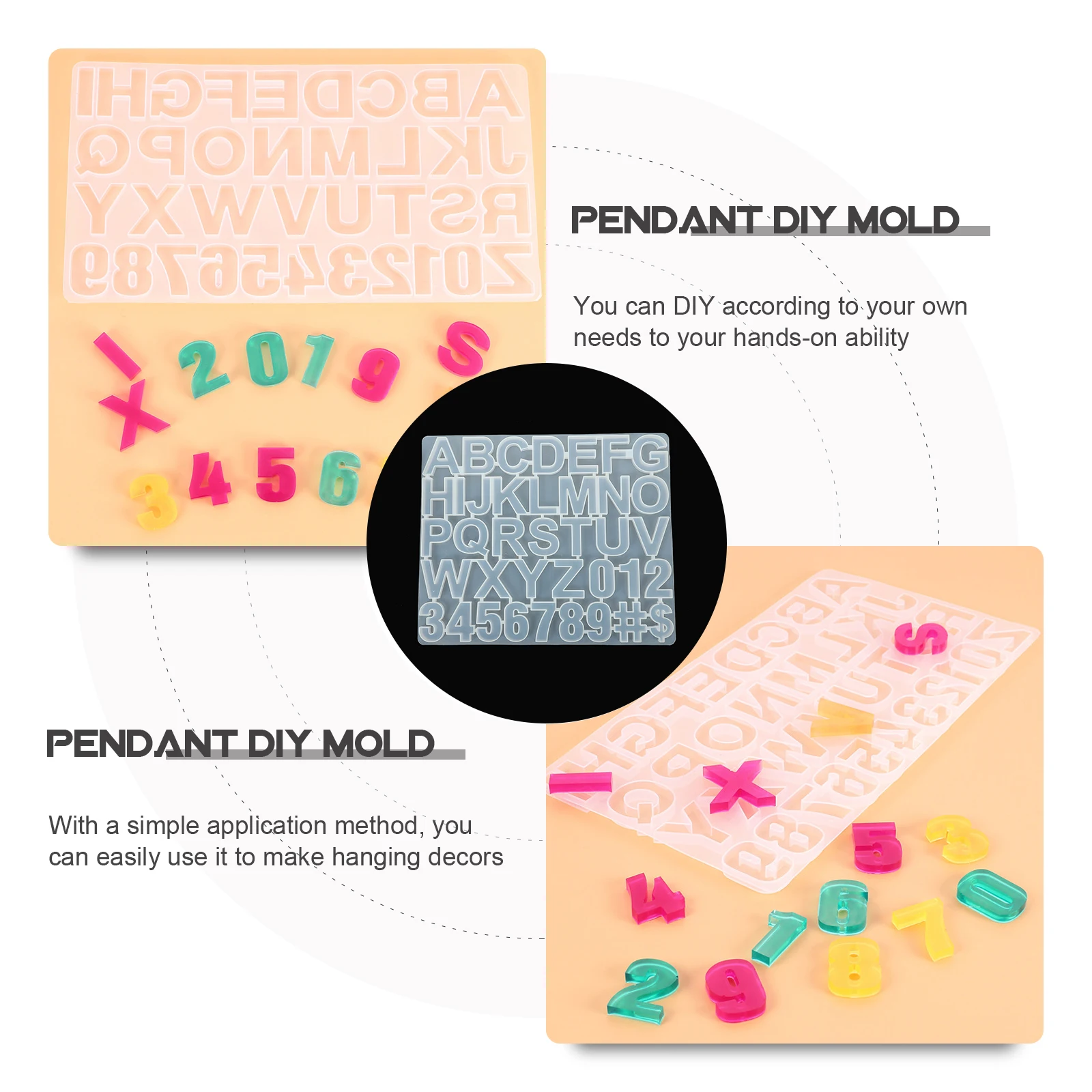 

Silicone Diy Alphabet Number Pendant Mold Jewelry Charms Making Handmade Craft Tool For Kids Decorative Hanging Accessories