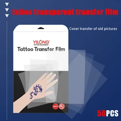 YILONG 50PCS Tattoo Transparent Transfer Film Clear Pattern Transfer Tattoo Stencil Thermal Transfer Film Tattoo Accessores