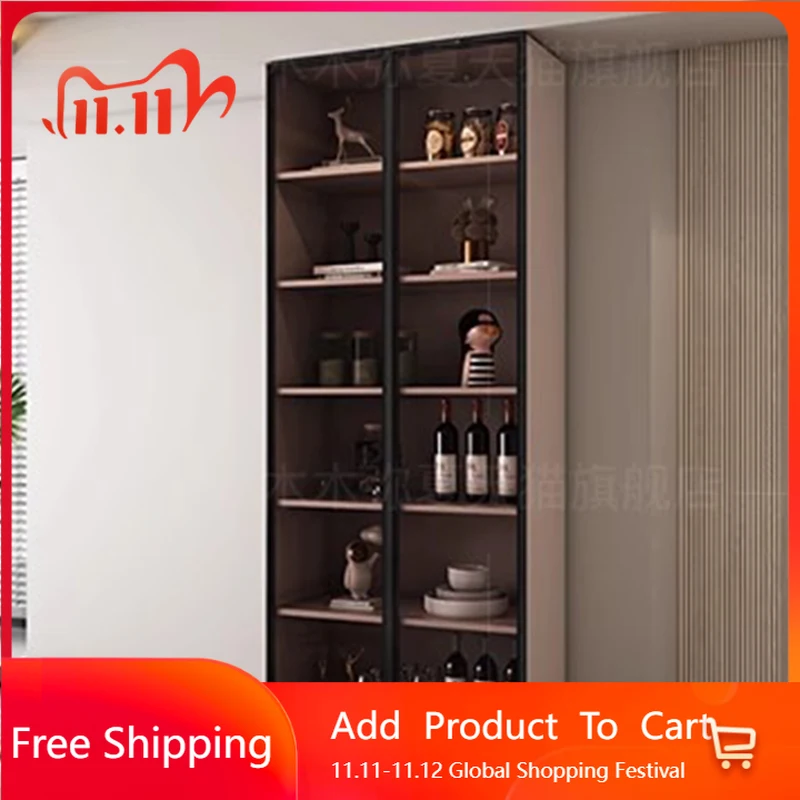 

Partitions Multifunctional Bar Cabinet Shelves Mobile Storage Wine Cabinet Display Whiskey Cocktai Armoire Trendy Furniture