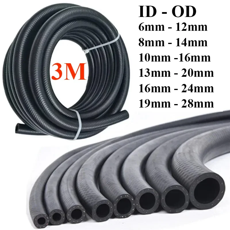 3 Meters NBR Petrol Diesel Oil Resistant Rubber Tube Hose 6 8 10 13 16 19mm Diameter Flexible Car High Pressure Automobile Pipe