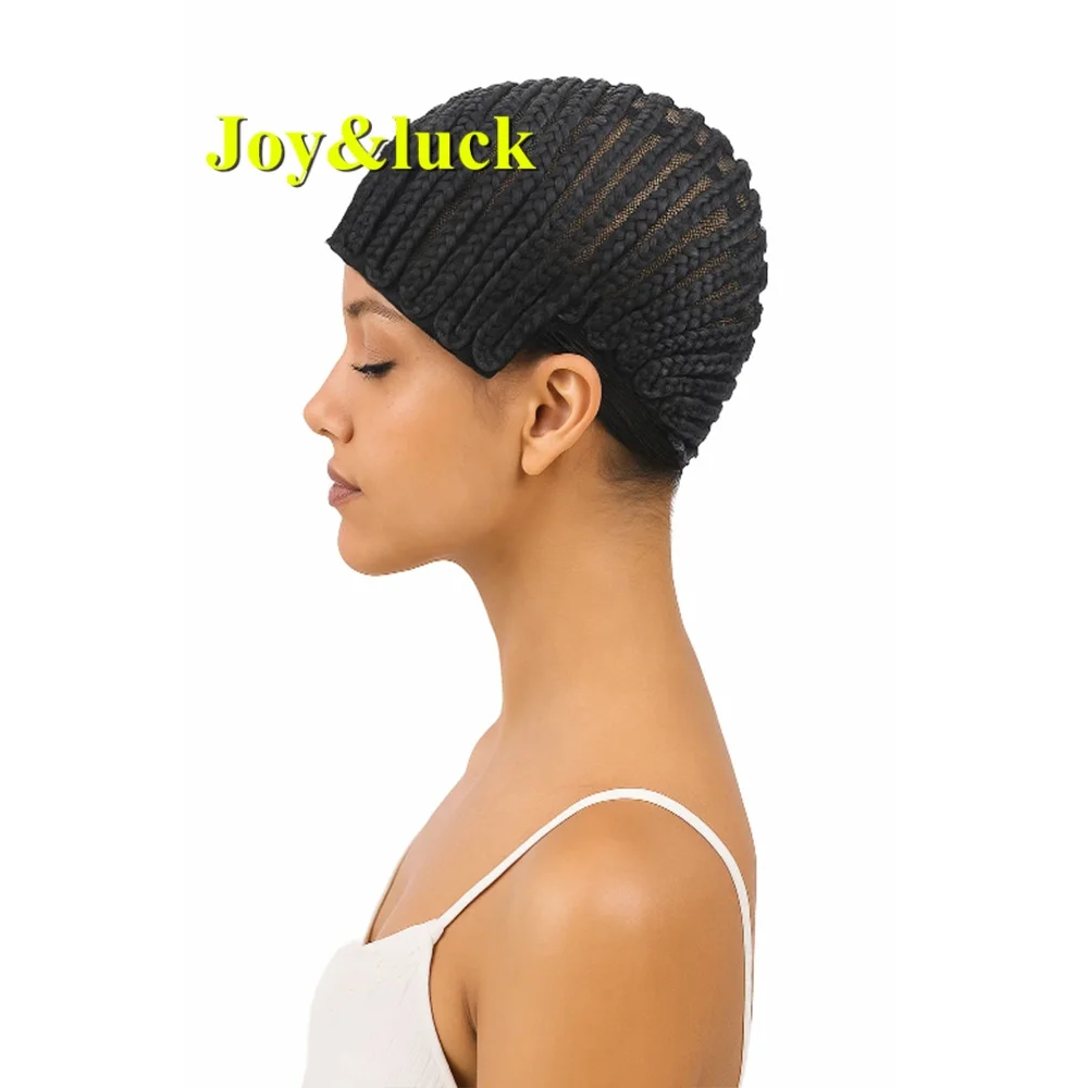 

Black Crochet Braided Hat With Breathable High-Elasticity Inner Mesh Easy To Crochet Ponytail Dreadlocks Or Braided Wig Cap