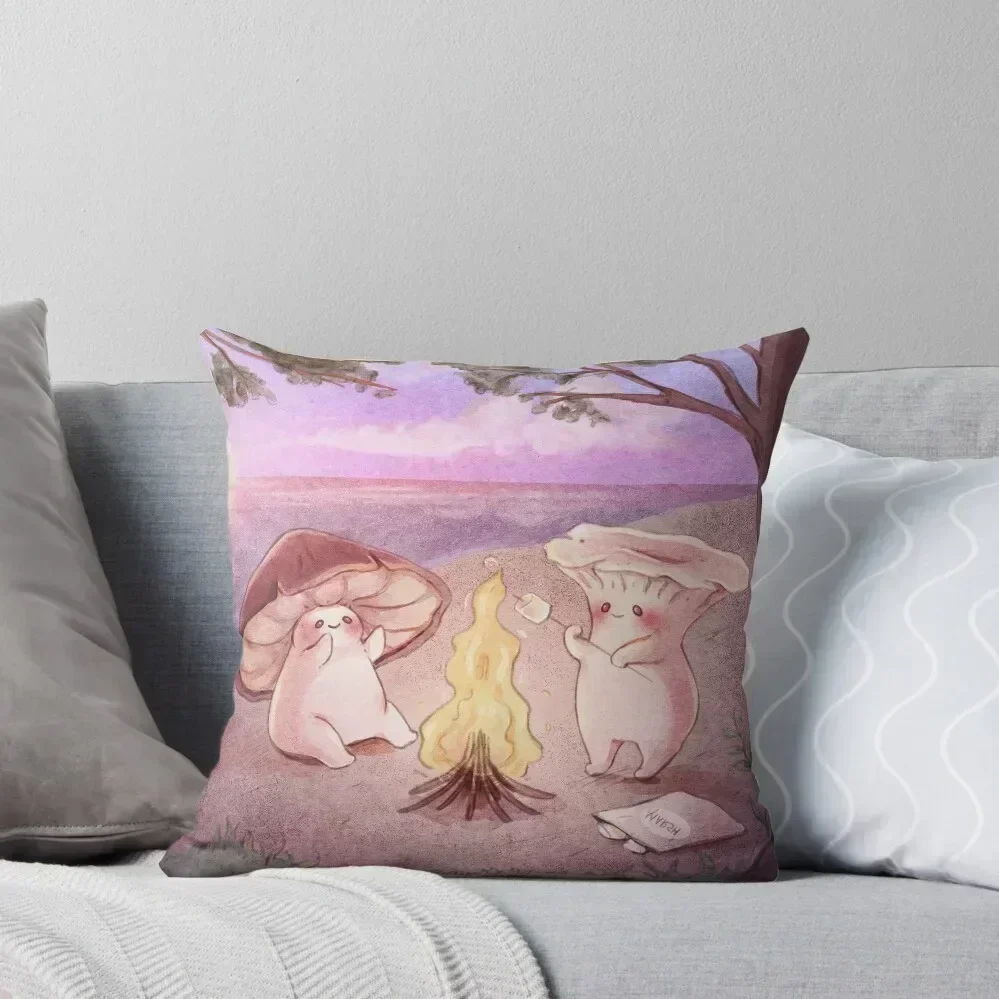 

Mushroom friends at sunset beach Throw Pillow Sofa Covers For Living Room covers for pillows Anime Decorative Cushion pillow