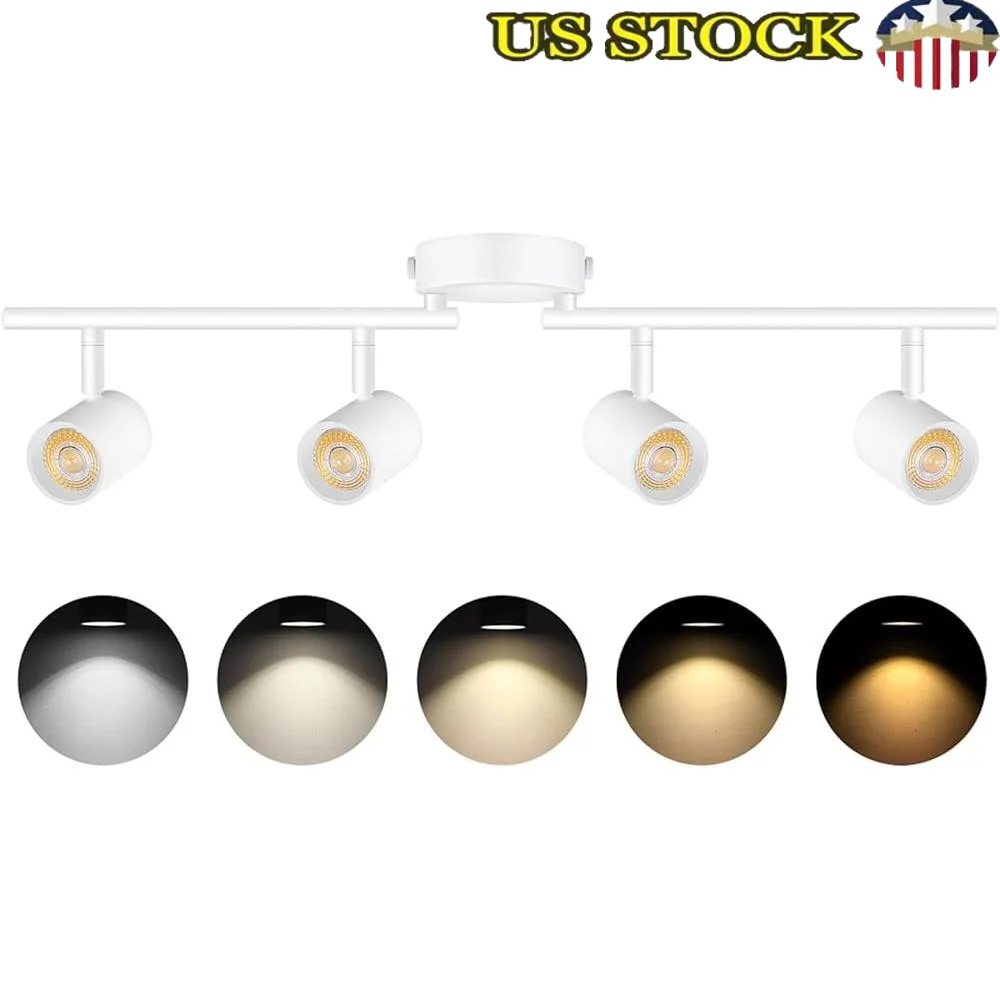 5 Color Selectable Dimmable LED Track Lighting Fixtures Kitchen Ceiling Spotlight 2400 Lumen Adjustable Mount Easy Install