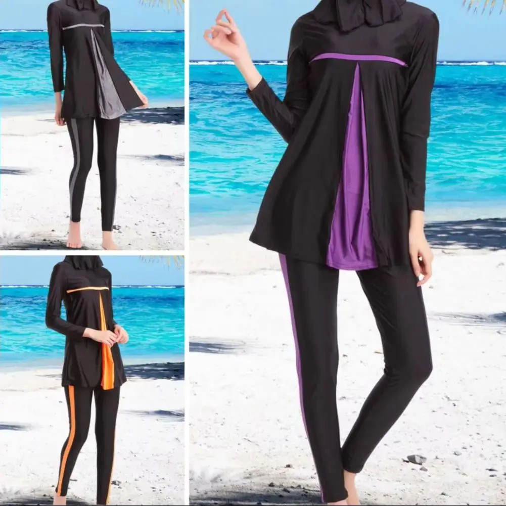Modest Swimsuits for Women Islamic Two Piece Fully Covered Swimwear Long-Sleeved Swimming Top And Pants Set