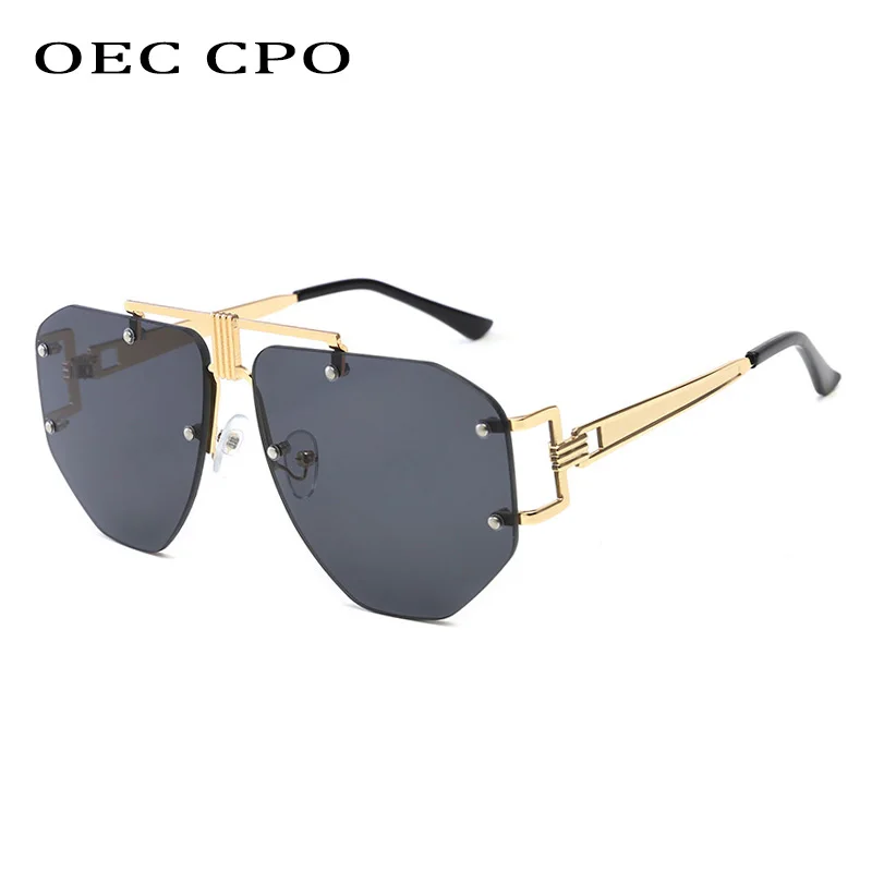 

OEC CPO Fashion Rimless Sunglasses Women Brand Designer Gradient Lens Sun Glasses Female Square Shades UV400 Eyewear