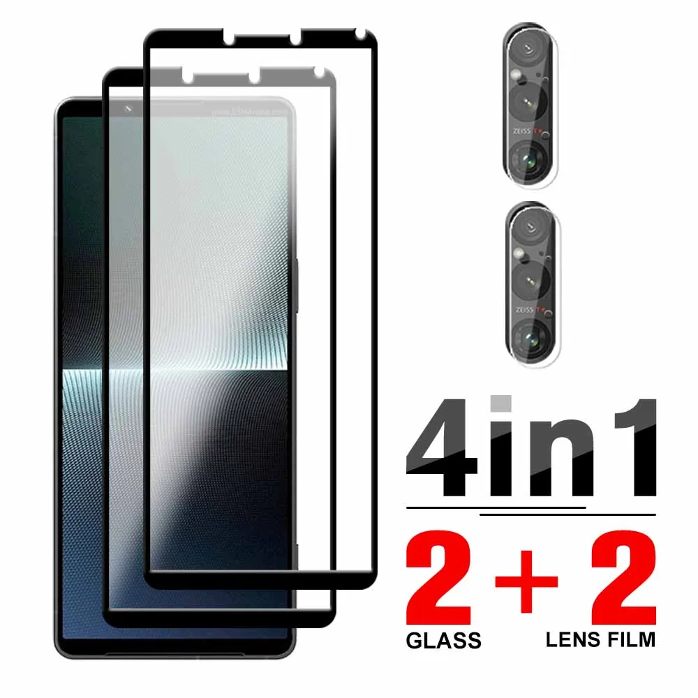 4in1 Full Cover Tempered Glass Case For Sony Xperia 1 V 5g Camera Protector For Sony X peria 1V 10v 10 V Xperia1V Screen HD Film