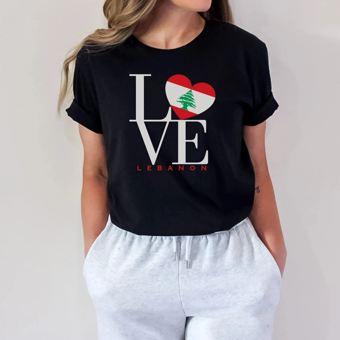 Líbano amor árvore tshirt bandeira do líbano estilo vintage roupas femininas t camisas de algodão gráfico ropa mujer moda streetwear