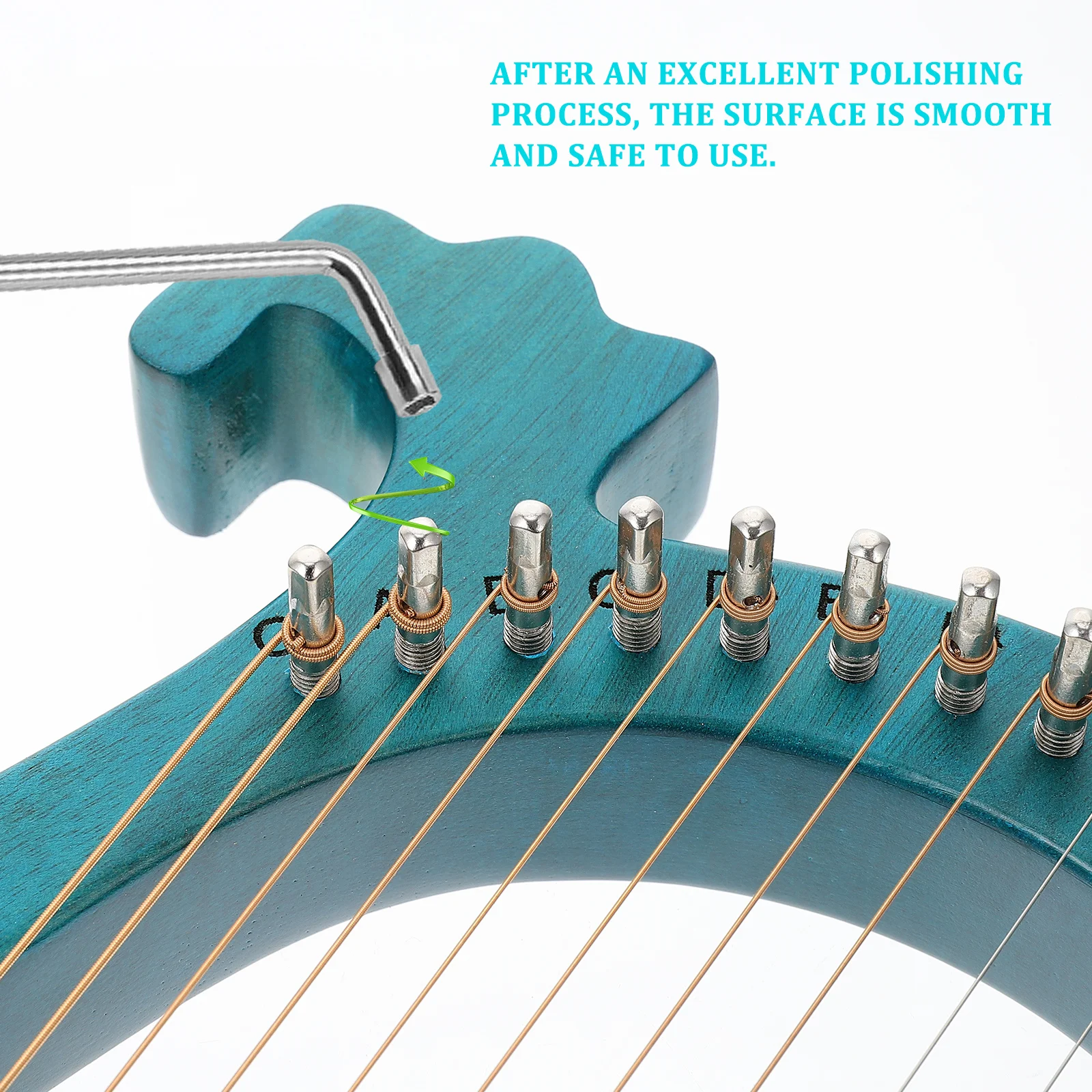

1Set Lyre Harp 16 Metal Strings Handheld Wood String Instrument Blue Portable Small Size Musical Instrument for Beginners Kids