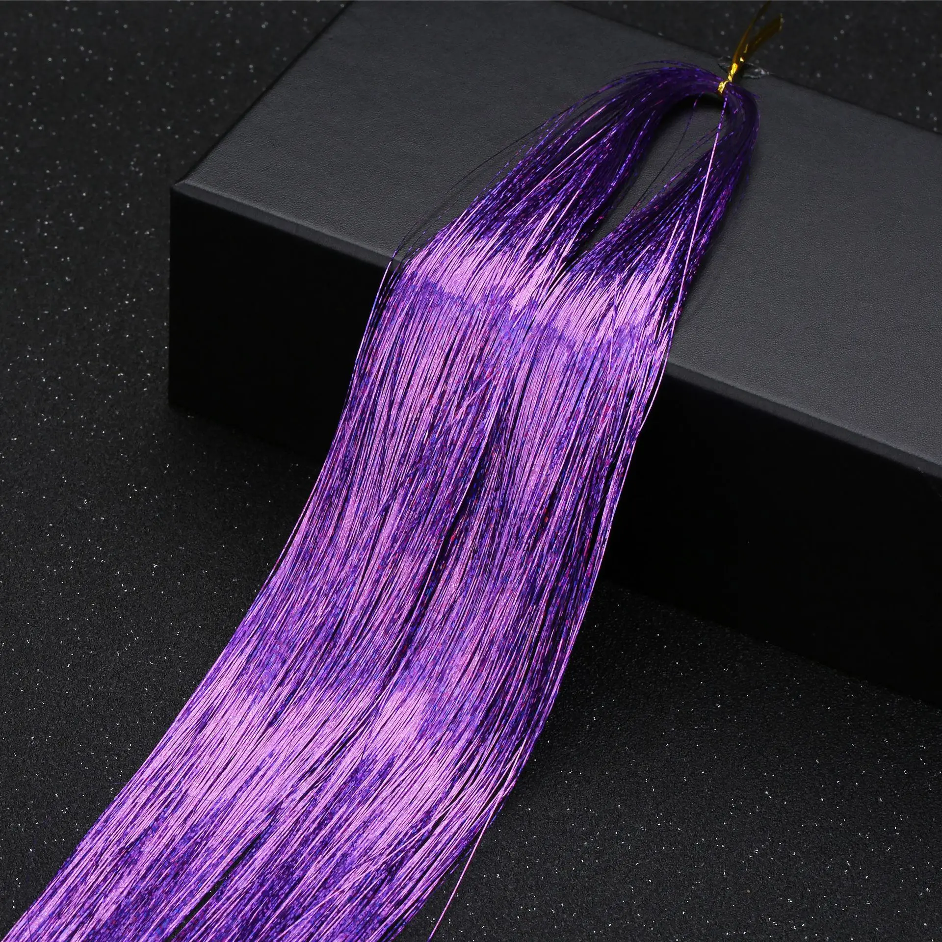 93cm Sparkle Hair Tinsel Rainbow Colored Strands Girls Headwear Hairbinge Hair Laser False Hair Extensions Decor Glitter Strips