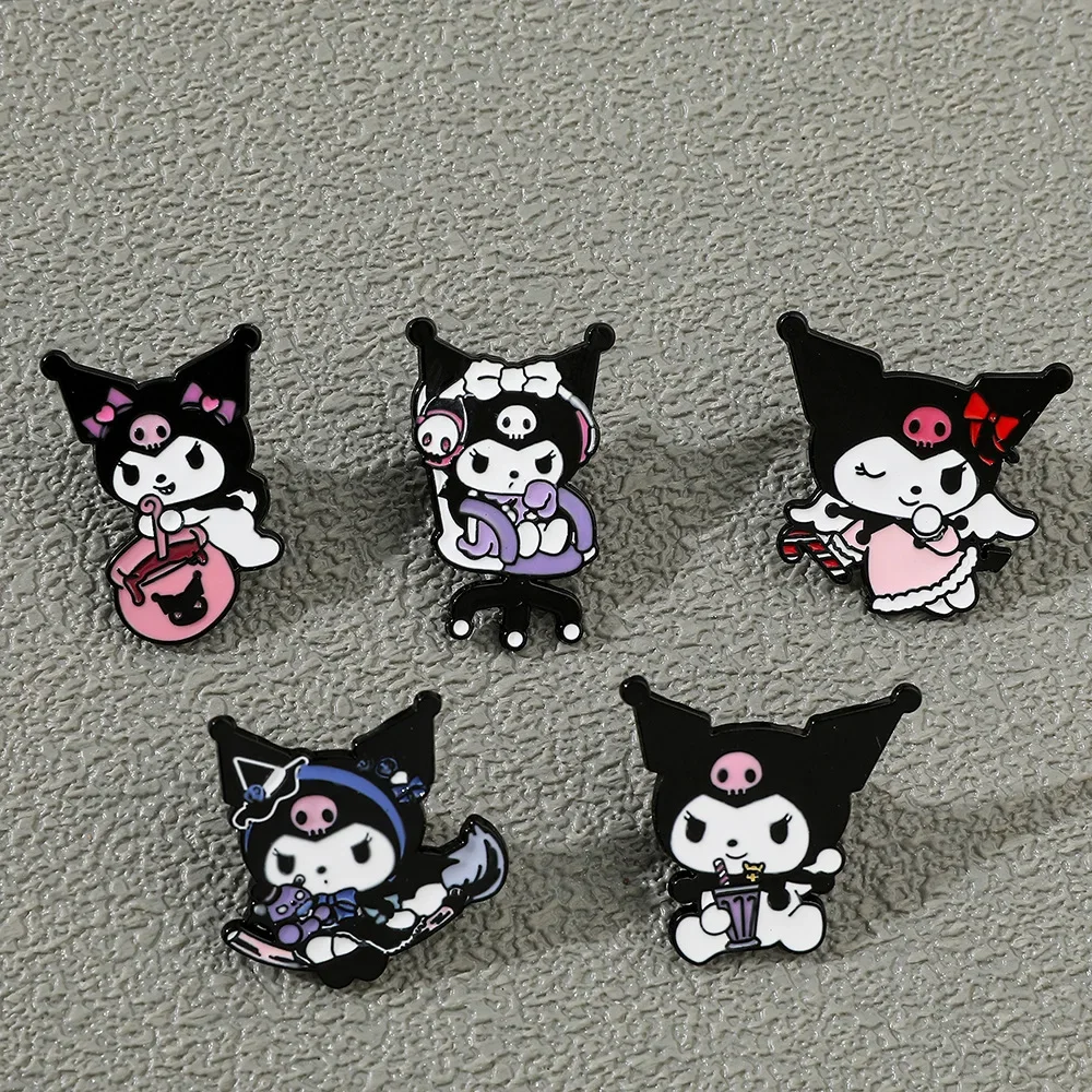 Kawaii Kuromi Anime spille smaltate per giacca Badge Pin accessori Cartoon Cute Metal spilla accessori per gioielli di moda regalo per bambini