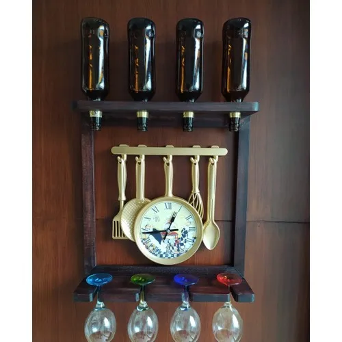 Bahat Wall Clock Kadehlik Wine Rack