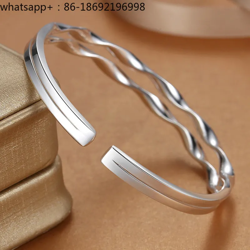 Bracelet 9999 Sterling  Women's Opening Fashion Solid Twist Foot  Mobius Frosted  Bracelet