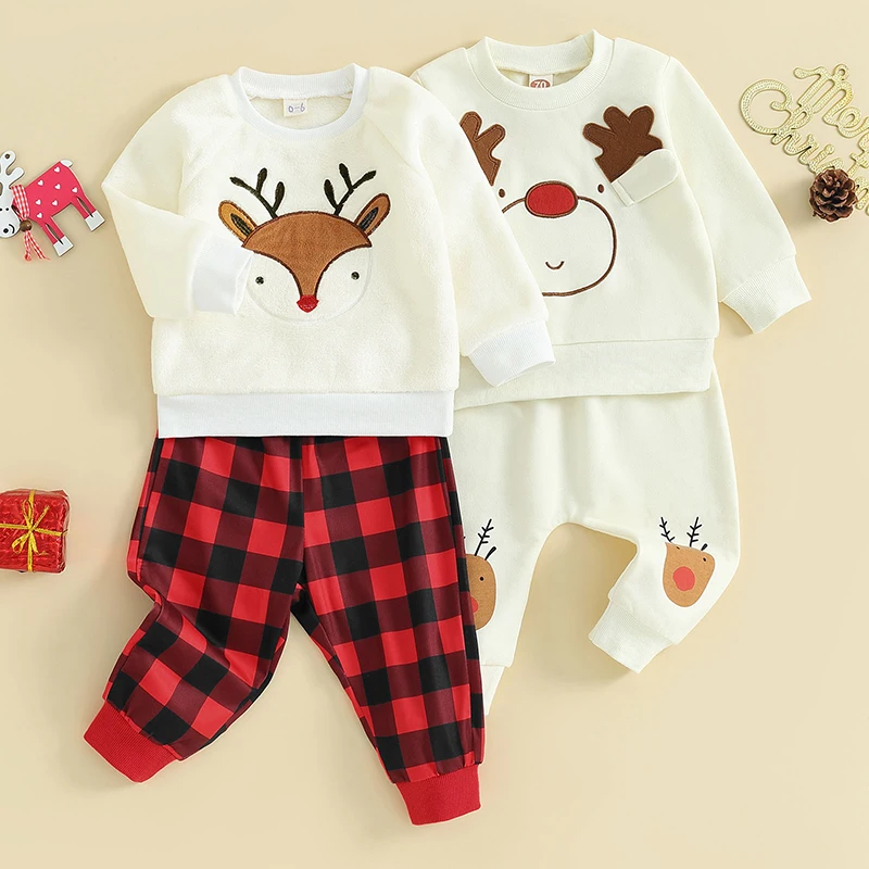 

2023-09-06 Lioraitiin 0-3Y Newborn Baby Boys Girls Christmas Clothes Sets Elk Long Sleeve Sweatshirts Sweatpants Xmas Outfits