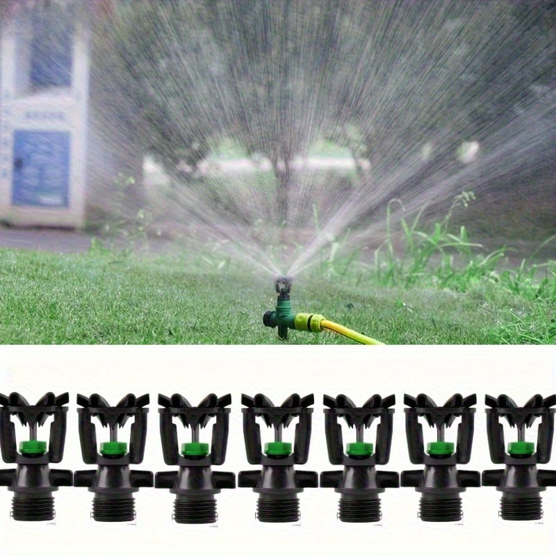 

9pcs 1/2"Thread Rotating Sprinklers Irrigation Water Spray Sprinkler Lawn 360° Rotary Watering Nozzles Garden Watering System