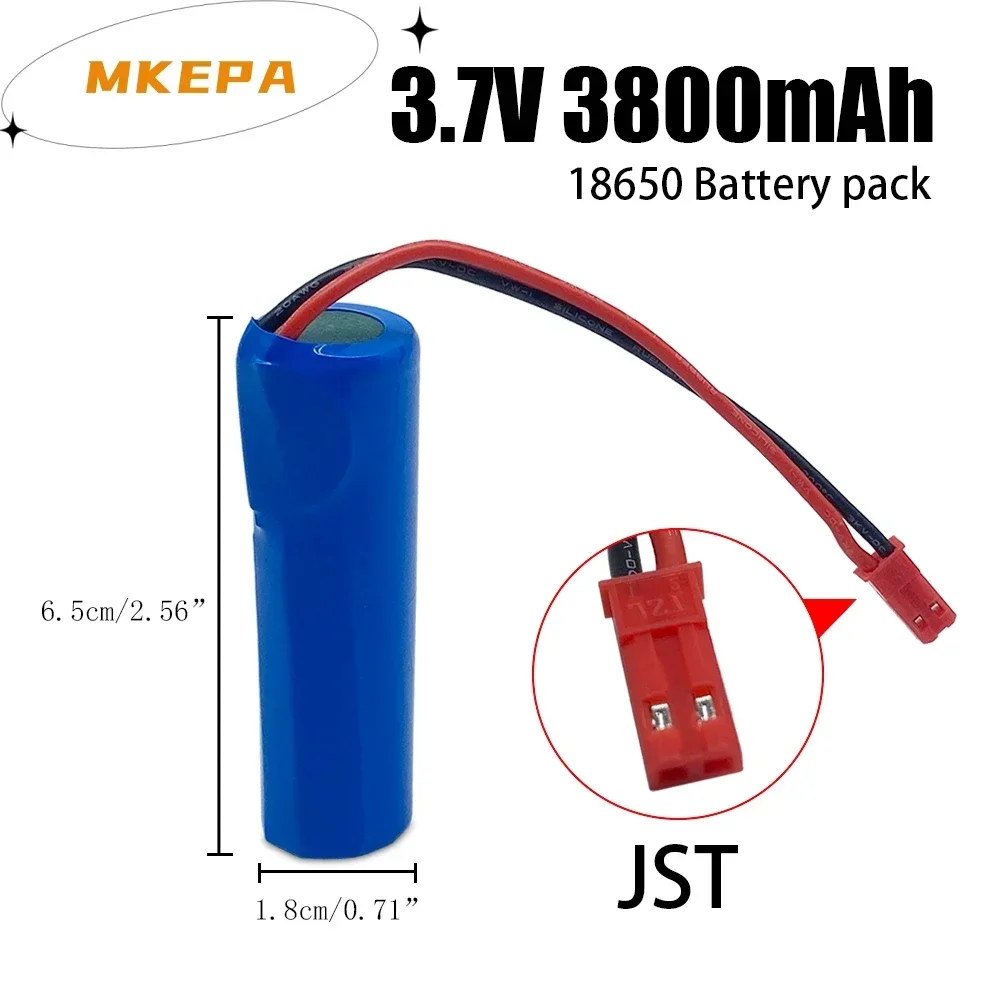 air transport 3.7V 3800mAh 18650 lithium-ion rechargeable battery with replacement socket, emergency lighting JST cable suitable