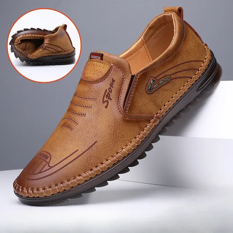 High Quality Men Shoes Handmade Leather Footwear Male Casual Business Flats Outdoor Soft Soled Travel Sneakers Brand Moccasins