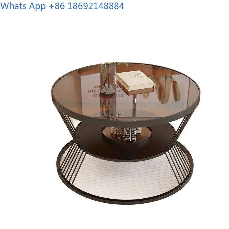 Round Glass Coffee Table for Living Room Small Apartments Modern Tempered Glass Side Table Minimalist Home Decor Furniture