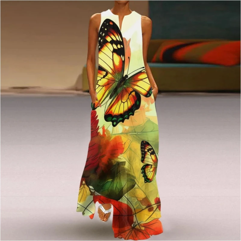 

New Summer Elegant Sexy Women's Dress V-neck Sleeveless Personalized Street Commuting Style Comfortable Dress Women's Long Dress