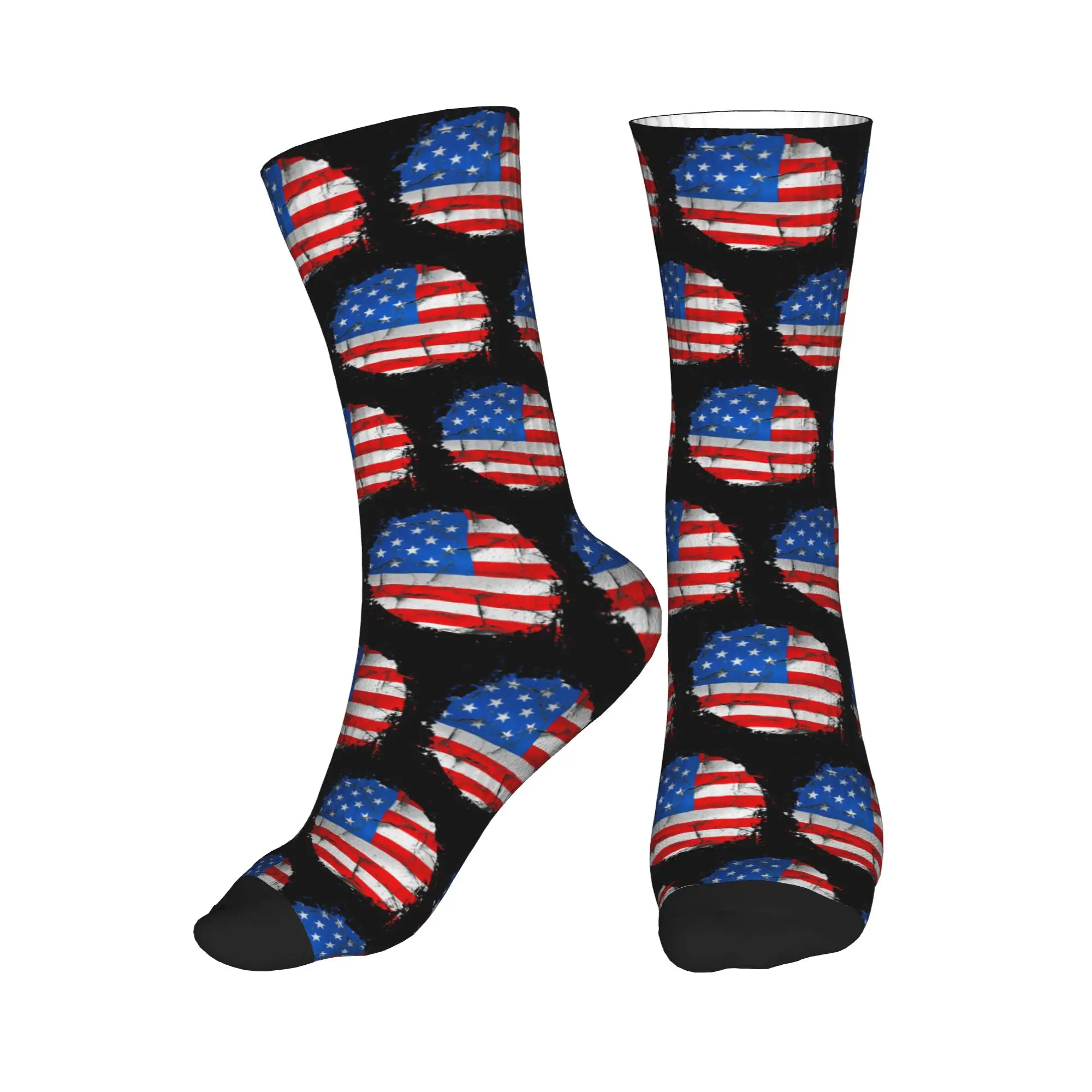 

All Seasons USA America American Flag Sport Middle Tube Socks Sweat Absorbing Crew Socks Funny Stockings for Men Women