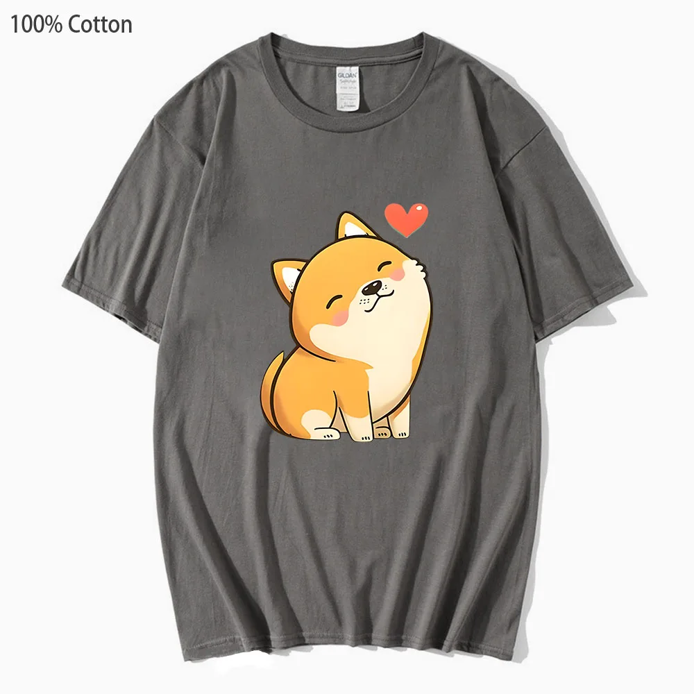 Shiba Dog, camiseta unisex, 100% algodão, roupas fofas kawaii, roupas estéticas casuais, homens e mulheres, verão