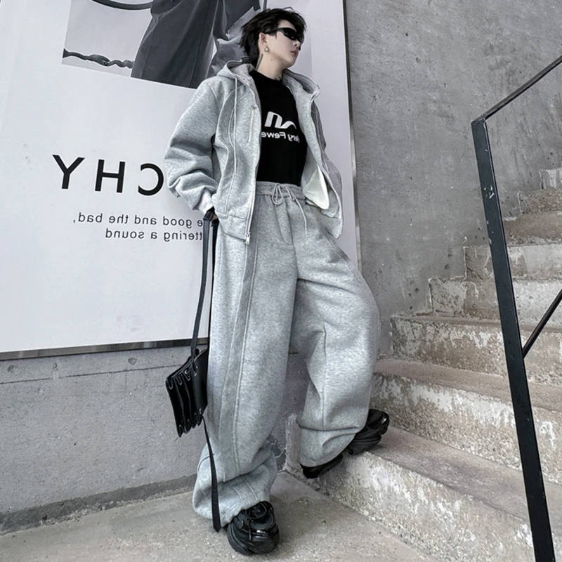 LUZHEN Hooded Spring Sleeve New Long Plain Fashion Sweatshirt Two Piece Sets Stylish Streetwear Sport Men Straight Pants LZ8715