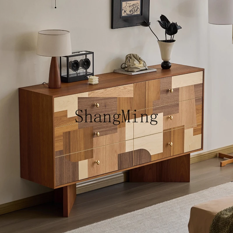 

FG walnut chest of drawers against the wall storage six chest of drawers living room porch bedroom bedside storage cabinet