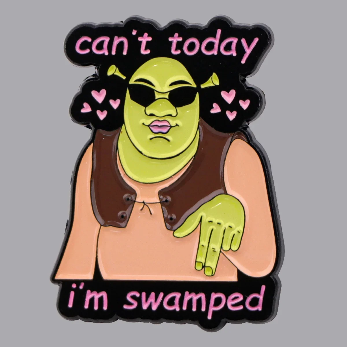 لا أستطيع اليوم، أنا مستنقع المينا دبوس مضحك أنيمي شارة معدنية الأخضر الكرتون بروش للهدايا والمجوهرات الإكسسوارات #2