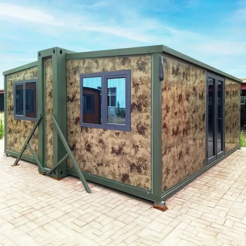 Mobile 2025 Hot Prefab Cabin Soundproof 20 30 40ft Camo Container House Expandable Container House Highly Hidden Rugged