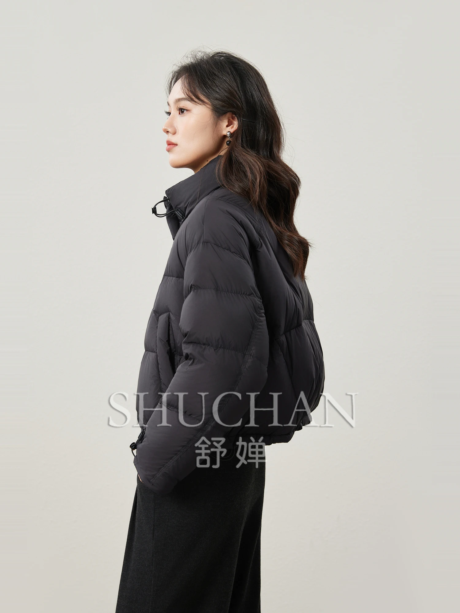 Good Quality, Both Warmth and Beauty, Light  90 White Duck Down, Drawstring Stand-up Collar Puffer Jacket and Coat Women