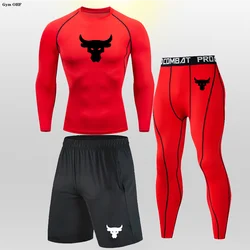 Compression Sets for Men Athletic Workout Fitness Suit Long Sleeve Baselayer Tops Pants Shorts Leggings Running Track Suit