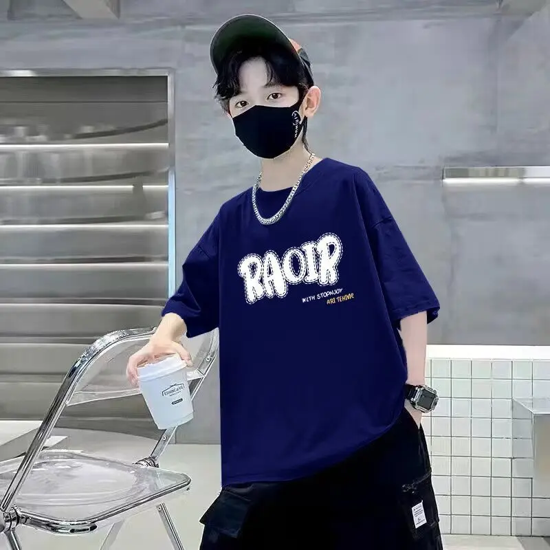 New Fashion Summer Kids All Over Print T-shirt for Tween Boy Casual Retro Short Sleeve Tshirt Child Cotton Round Neck Tee Tops