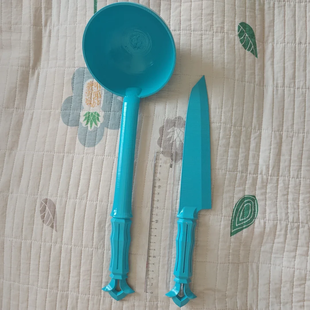 

Genshin Impact Escoffier Cosplay Props Fontaine Chef Kitchenware Kitchen Knife Frying Spoon 3d Printed Accessories for Halloween