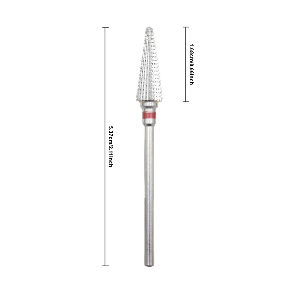 New  5-in-1 Long Carbide Professional Tungsten Steel Nail Drill Bit Gradient Teeth Design for Pre-treatment and Removal