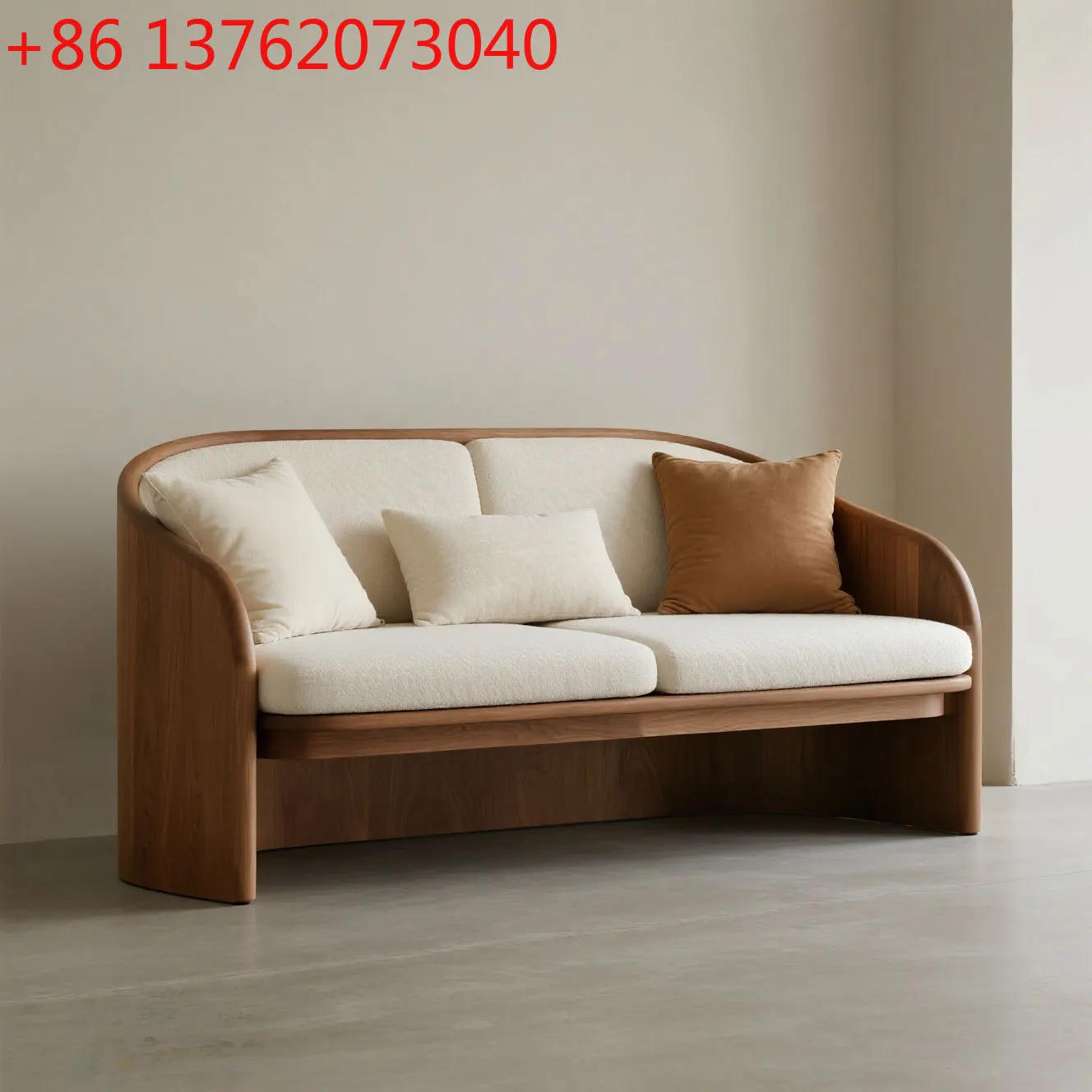 Divano doppio medievale in legno massello minimalista cinese curvo in legno di frassino