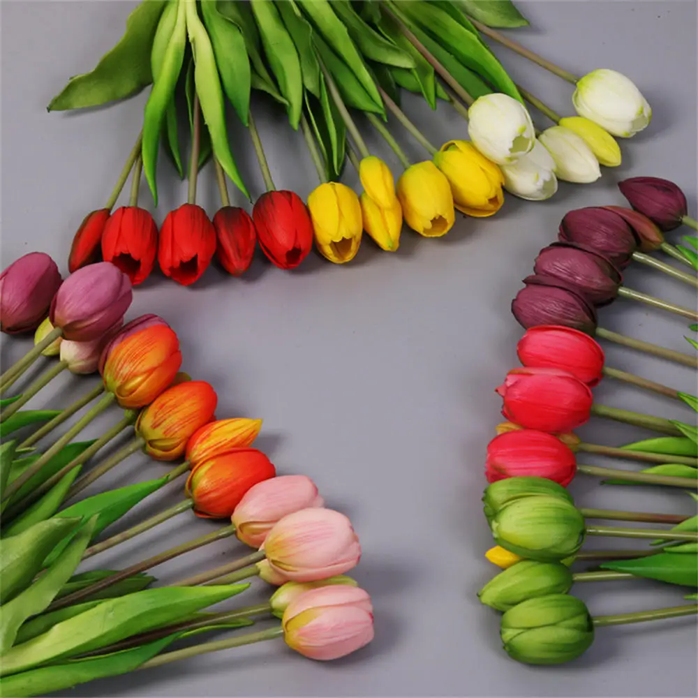 5Pcs Soft Silicone Feel Tulips Artificial Flower Table Decoration Simulation Tulips Bouquet  Decor Home Garden Bouquet Decor