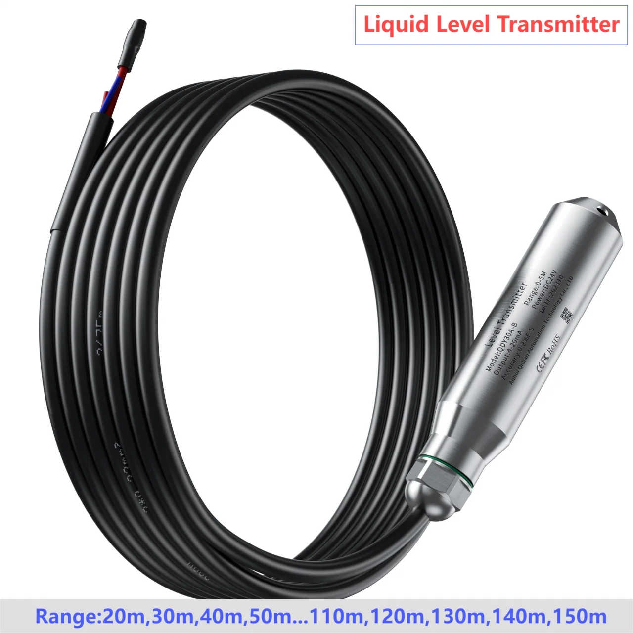 

120M Liquid Level Sensor Transducer 4-20mA 0-10V 0.5-4.5V RS485 Hydrostatic Water Level Sensor 25M 35M 60M Liquid Level Meter