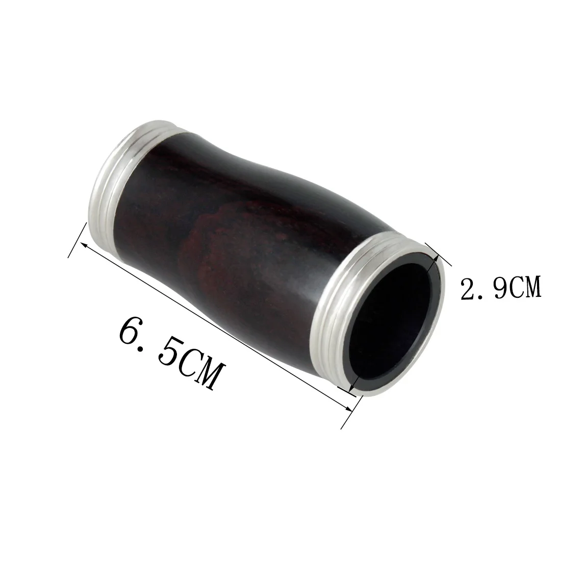 B-flat Clarinet Ebony Barrel, Two-section Tuning Tube with Silver Rim & Metal Trim, Woodwind Instrument Replacement Accessory