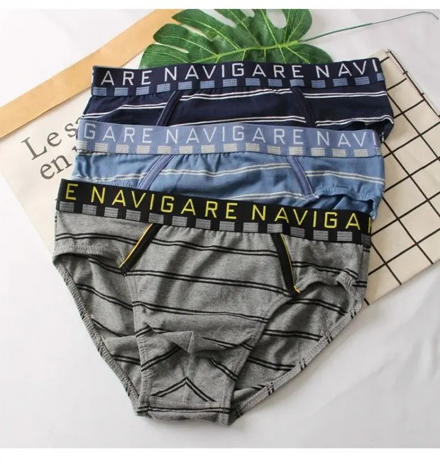 Ropa interior de algodón de alta elasticidad para hombre, pantalones triangulares de cintura baja, calzoncillos cómodos y tra...