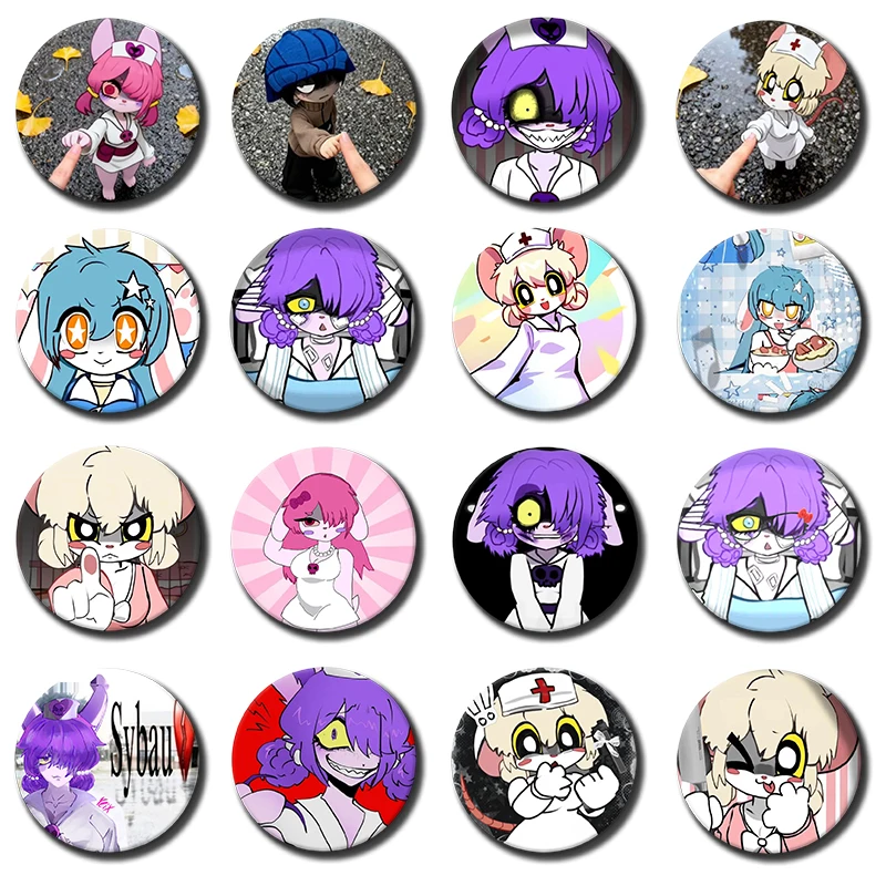 Horror Game Terrible Mouse Lorna Leima Luke Badge Cartoon Role Playing Brooches on Backpack Clothes Handmade Round Enamel Pins