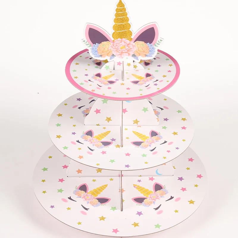 Wedding birthday party supplies Paper unicorn-themed cake stand