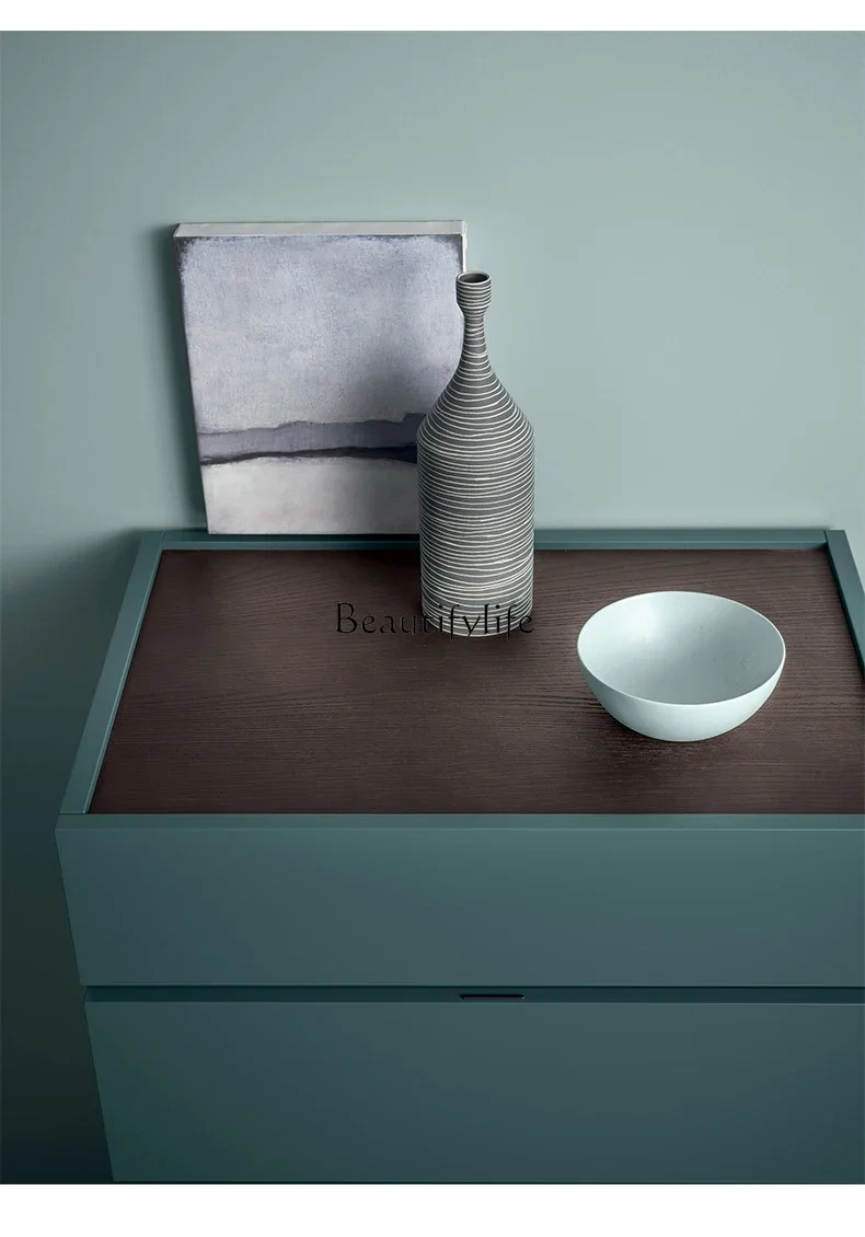 LS 04 خزانة تخزين غرفة النوم الإيطالية البسيطة وخزانة درج الطلاء باللون الأخضر الداكن