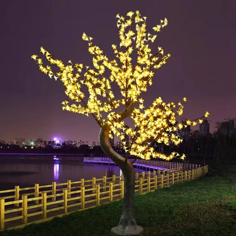 Christmas Decorations Artificial Lighted Cherry Blossom Tree Lights Landscape Outdoor Waterproof Chrismas Tree  Lamp Home Decor